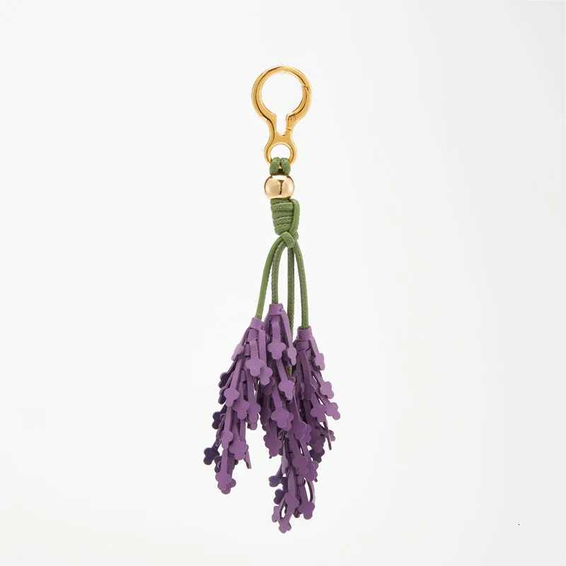 Lavender leather bag charm for women bag purple flower keychain bag pendant decoration high luxury girl gift bag accessories Z260330