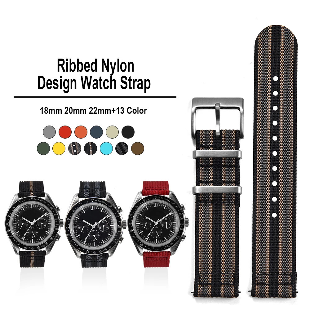 182022mm Ribbed Nylon Watch Band Fabric Qucik Release Strap for Men Women Universal Replace Accessories Military Wristbelt 260318