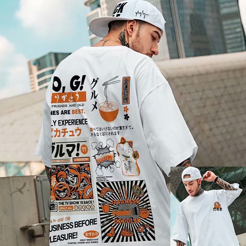 Printed Short-sleeved T-shirt Extra-large Size Men's Fashionable Hip-hop Loose Short Style Designer T-shirt Outdoor Sports Luxurious Fashion