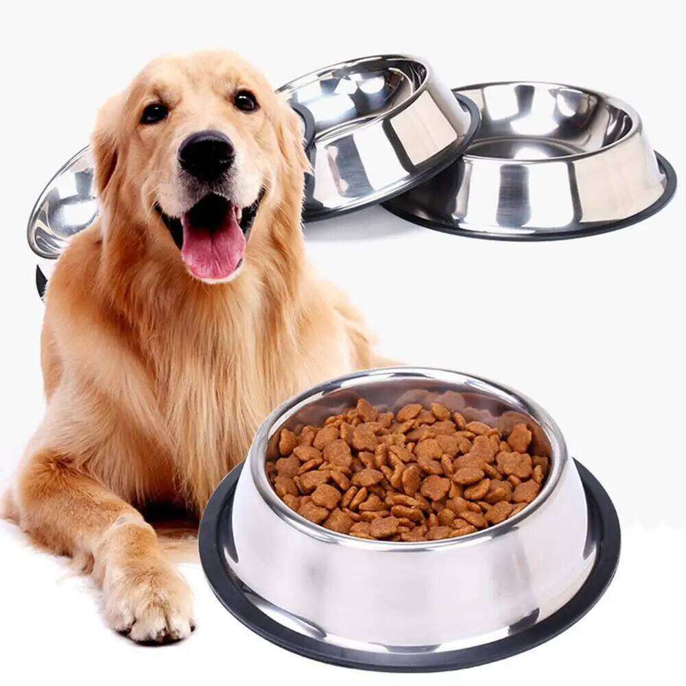 Steel Bowl Skidproof Anti-ant Water Drink Dishes Feeder Dog Bowls Food Accessories Pet Supplies 26W0330