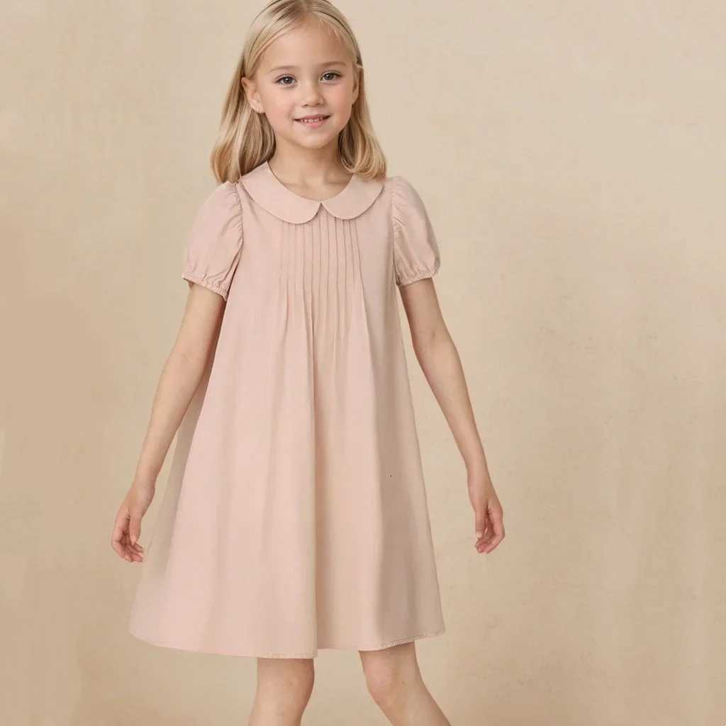 Female Child Clothes Girls Dresses Childrens Summer Short Sleeve Dress School Sundress Childrens Pink Skirt Thin for WomenT260330