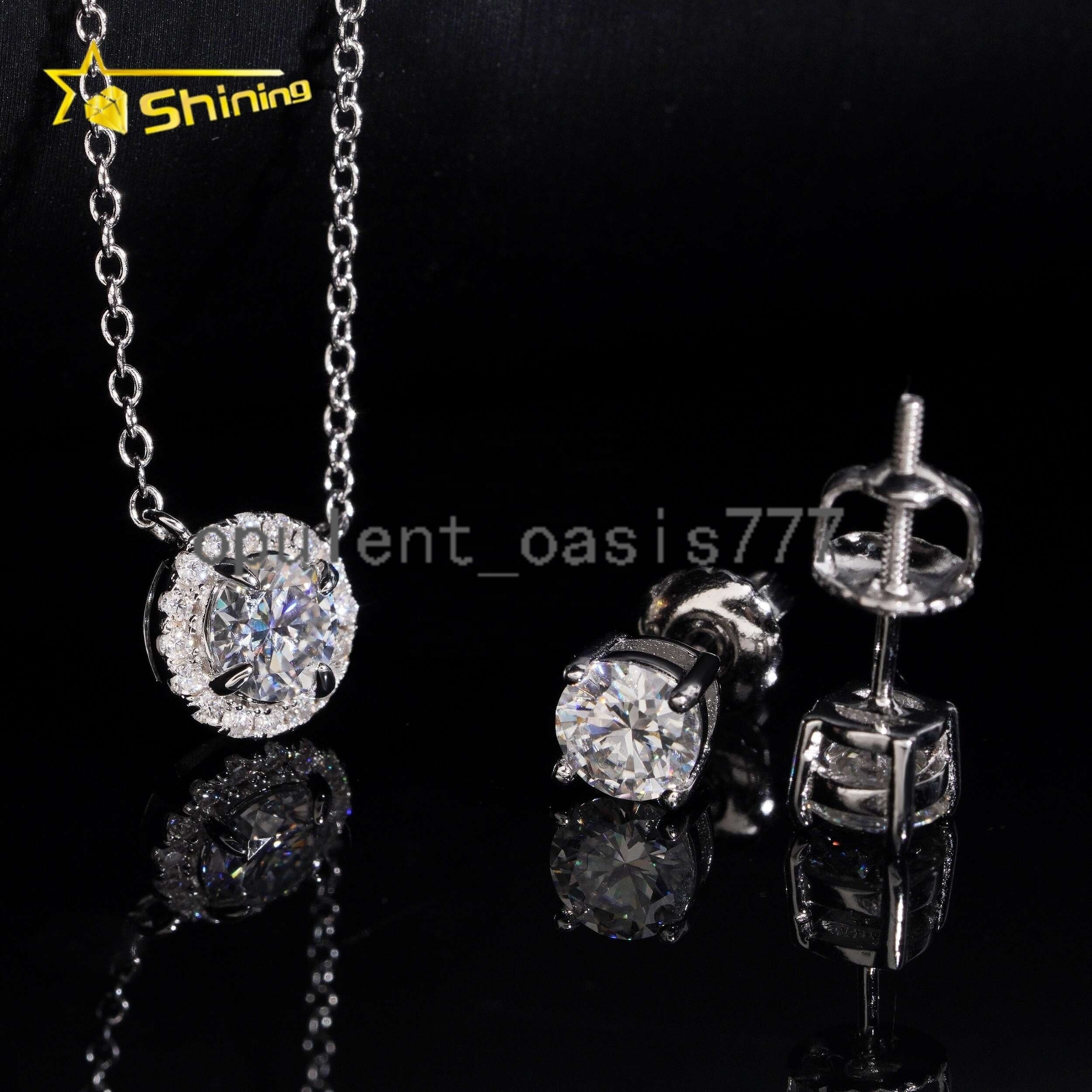 Local Stock Fast Shipping 925 Silver Valentines Gift Popular 50mm Moissanite Necklaces Earrings Set