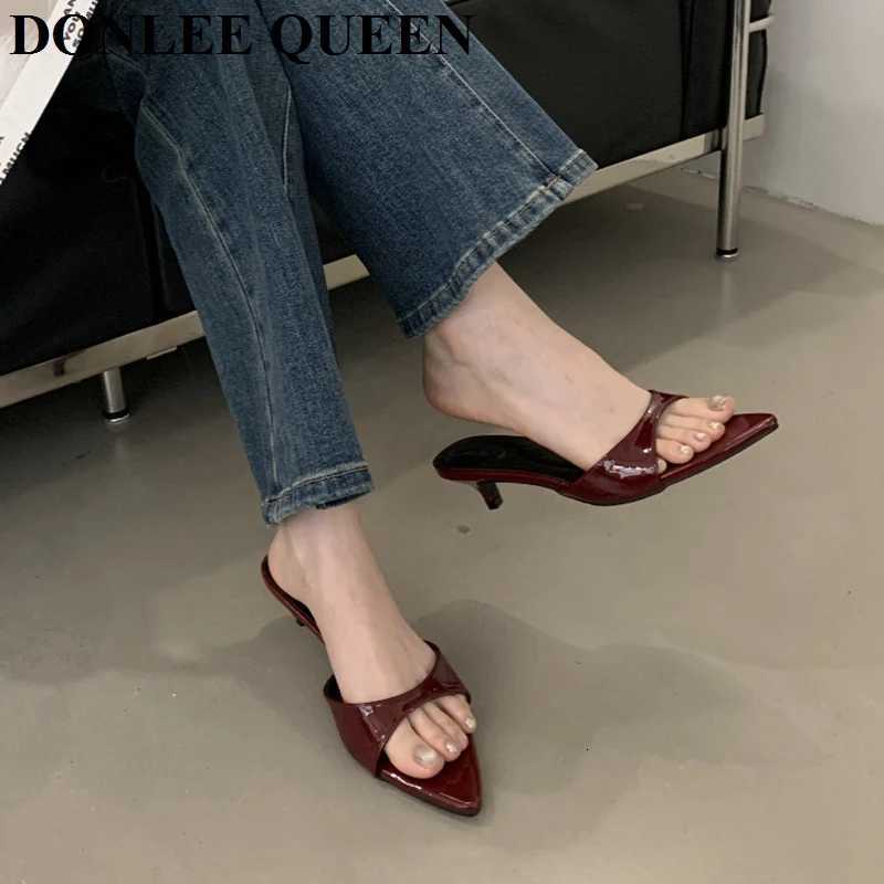 New Brand Low Heels Slippers Women Slip On Slide Elegant Mule Shoes Fashion Leopard Print Sandal Leisure Slipper Sandalias Mujer Z260330