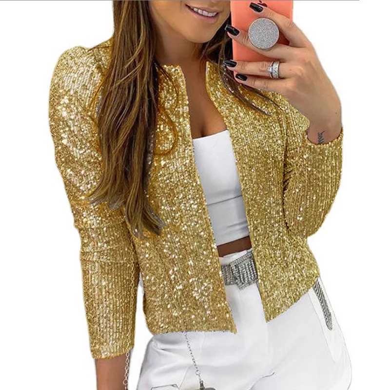 Street fashion stand up collar solid color party flash new jacket cardigan short casual versatile womenT260328