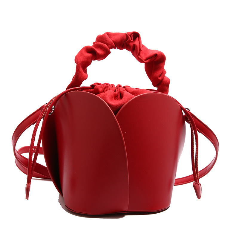 TB BHULAMTE Luxury Brand Fashion Bag Bucket Bag Women's Hand-held Large-capacity Red Flower-patterned Handbag, Shoulder Bag