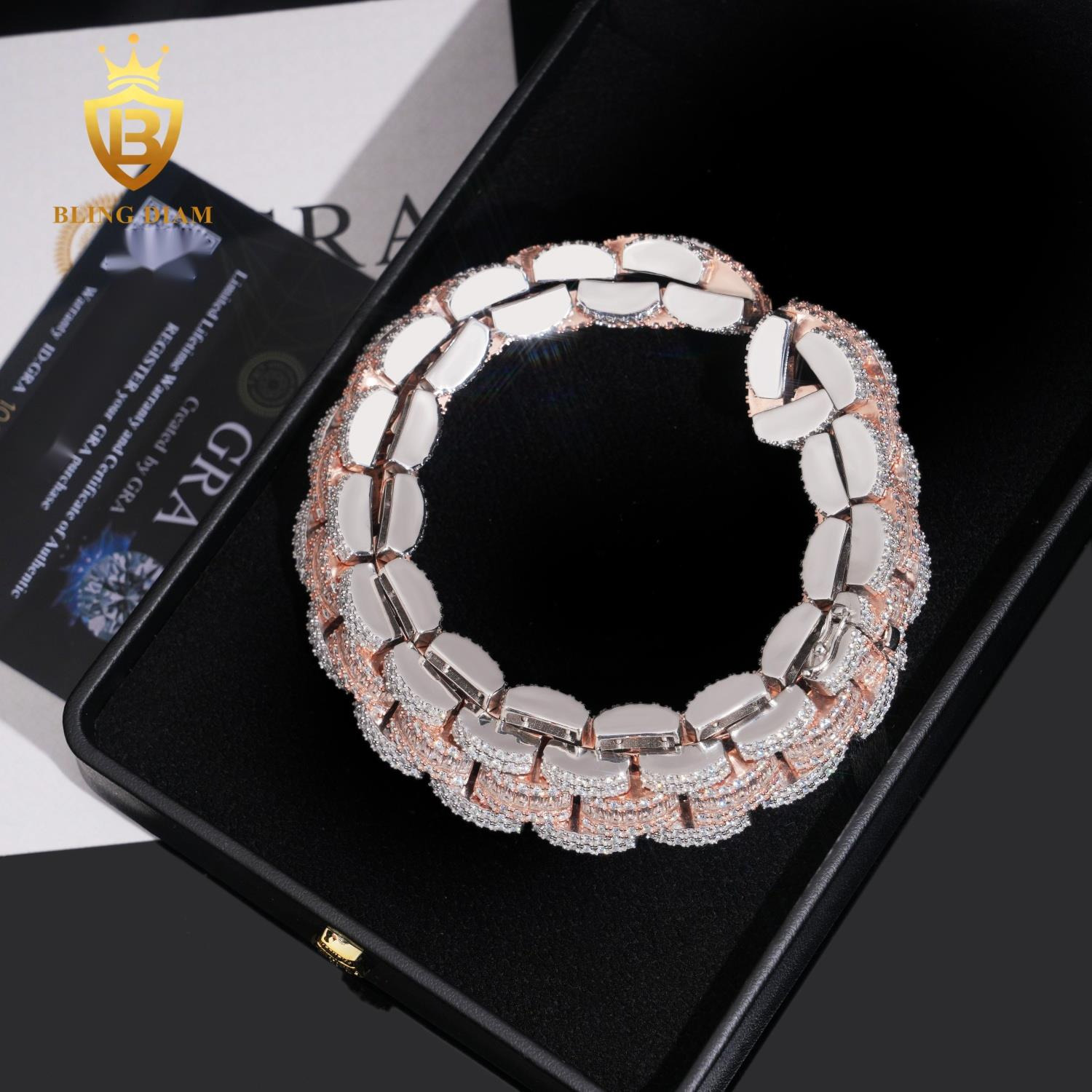 New Arrival Fashion Hip Hop Style 18mm S925 Moissanite Cuban Chain Pass Diamond Tester VVS Moissanite Necklace Silver with GRA