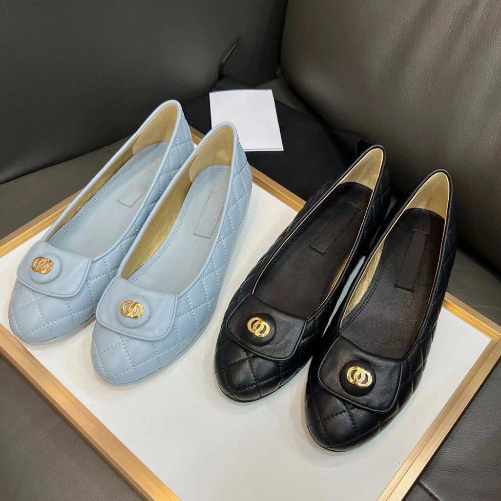 Paris designer Ballet Flats designer Shoes Women brands Quilted Genuine Leather Slip on Ballerina Round Toe Ladies Dress Shoes Zapatos De Mujer eur 35-42