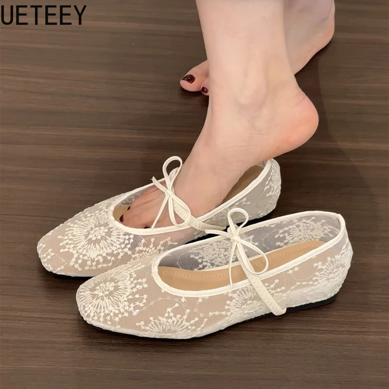 Breathable Women Mary Jane Flats Shoes Fashion Butterfly-knot Shoes Laides Soft Sole Comfort Street Style Shoes 260323