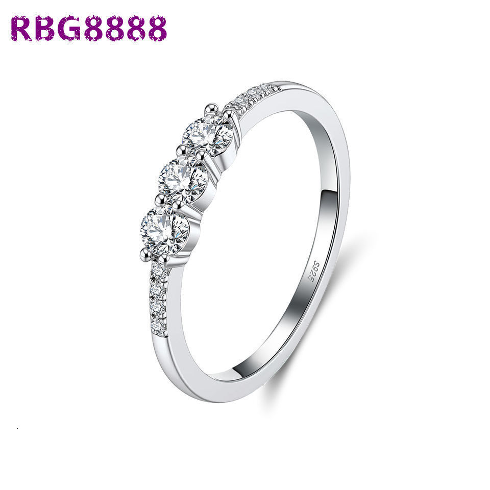 MILO MLSMR12 925 Sterling Silver Round Cut D Color VVS Moissanite Wedding Band Classic Brilliant Jewelry for Women