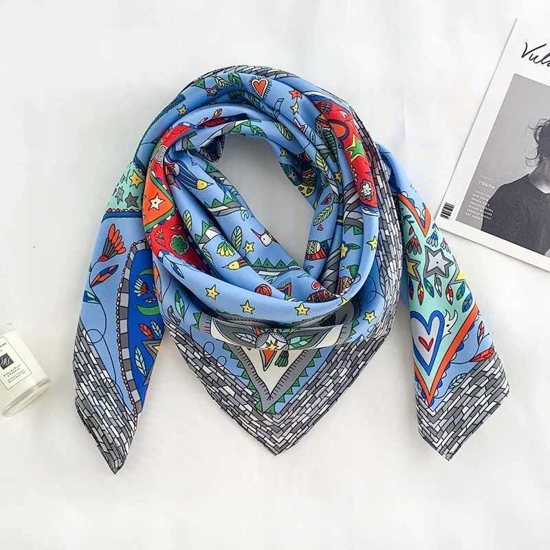 9090Cm Square Scarf Twill Silk Feeling Wen Shawls and Wraps Luxury Hair Tree Print Neck Scarves Hijab Bandana Pashmina X260328