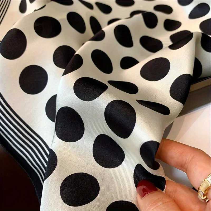 Luxury Square Scarf Women 2025 Dot Print Small Bandana Hair Headscarf Ladies Neckscarf Soft Satin Scarves Shawls Wraps Z260330