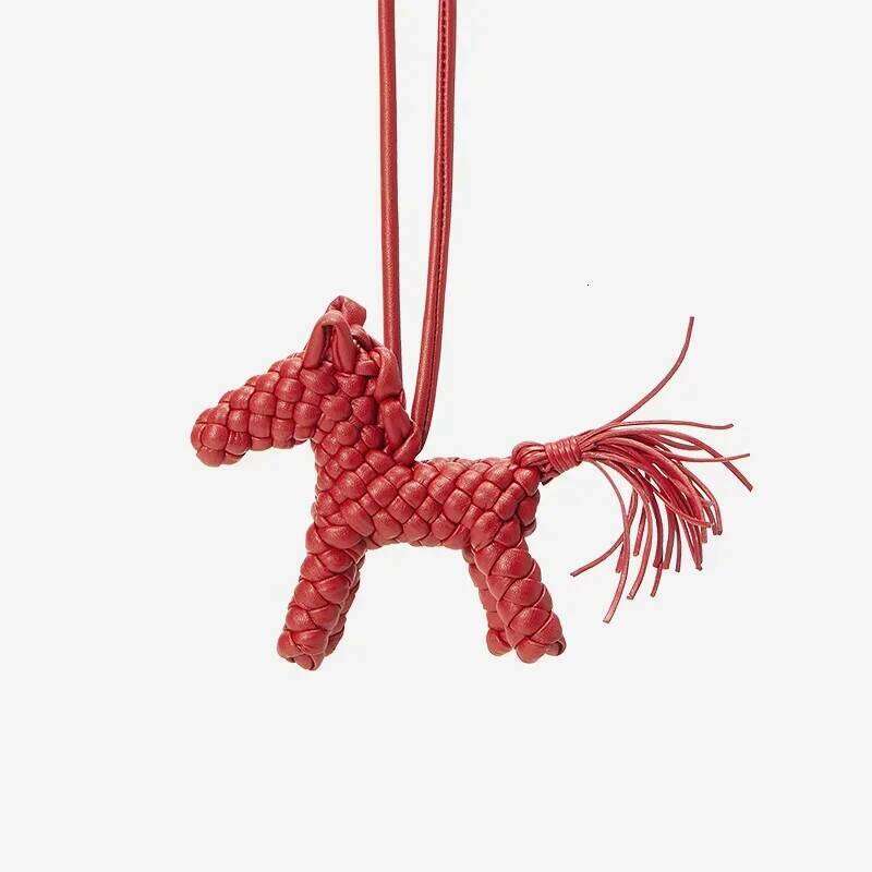 Woven Leather Dog Charm For Women S Keychain Pendant Animal Ornament Decoration Bag Accessories Clutch Bags