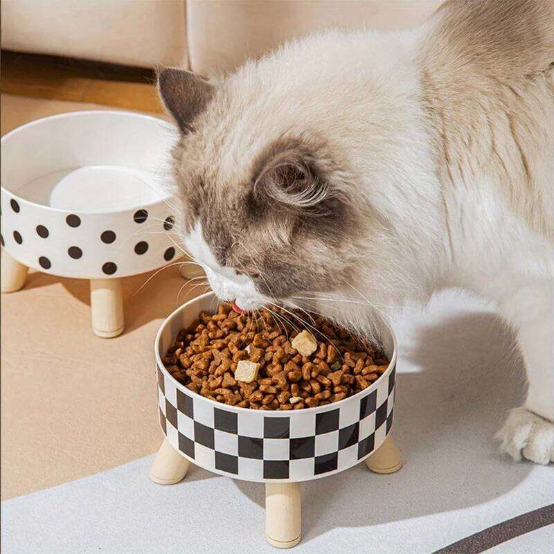 Elevated High Neck Pet Bowl Stand - Ergonomic Cat Dog Food & Water Feeder, Raised Dish for Comfortable Feeding 26W0330