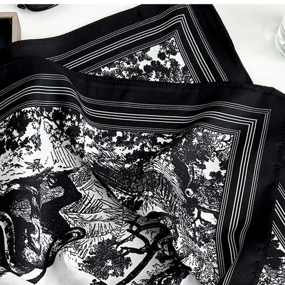 9090cm Silk Scarves Wen Print Foard Square Hijab Ladies Luxury Brand Shawl Band Fem Muffler Outdoor Activities X260328