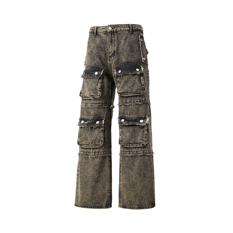 Stylish Unisex Cargo Trousers: Practical Deep Pocketed Blue Jeans Ideal For Everyday Wear-HC51