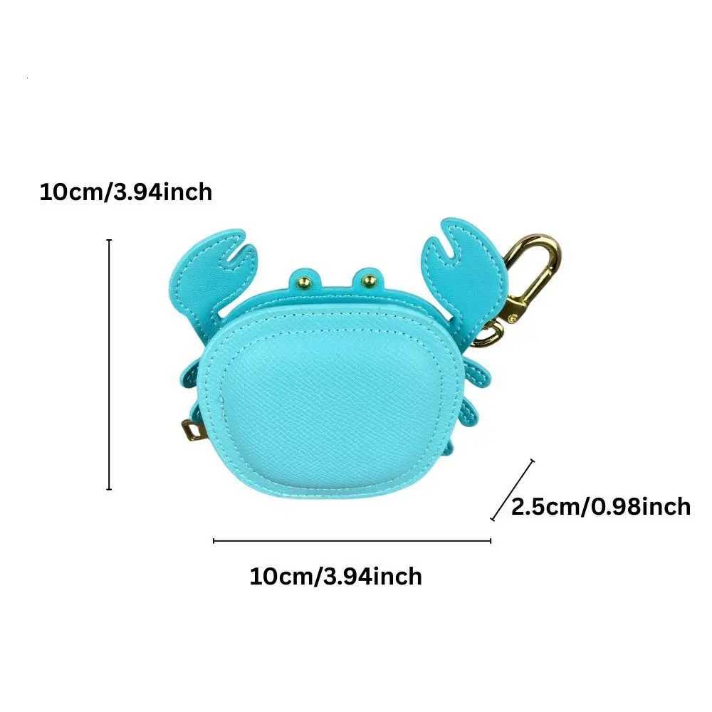 Cute Crab PU Leather AirPods Case Cover Keychain Holder for Wireless Earphones Candy Color Bag Charm Accessory with Metal Clip Z260330