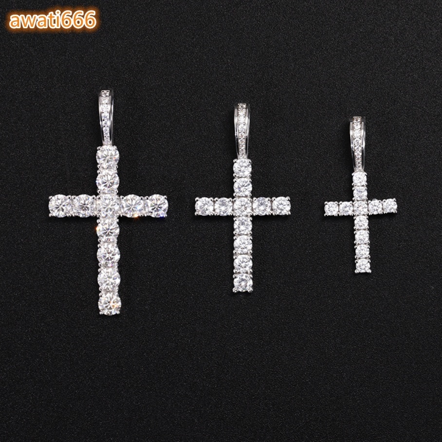 Hot-sale VVS Diamond Cross Pendant D GRA Moissanite S925 Silver Gold Plate Custom Pendant for Cuban Necklace