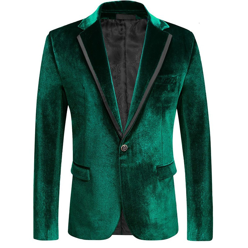New Spring and Autumn Mens Velvet Casual Blazer Slim Fit Small Suit Youth Formal Thin Jacket