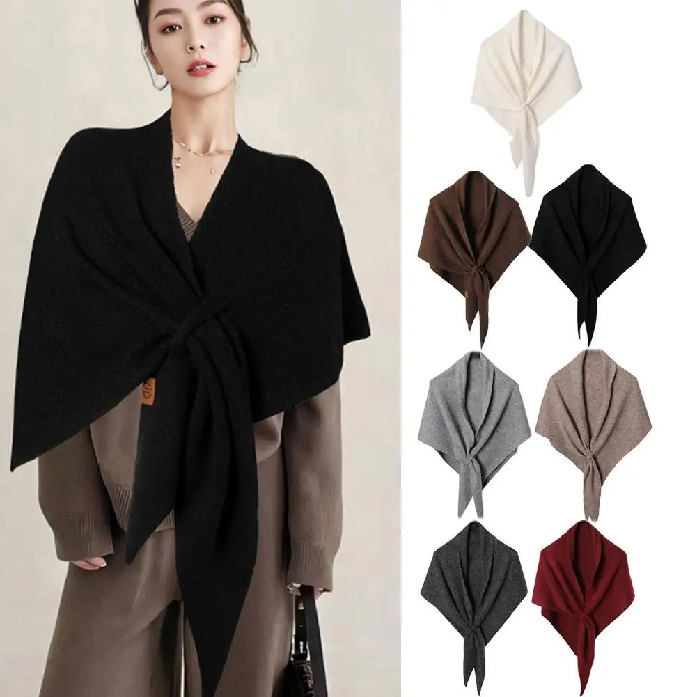fashion Korean Triangle scarf shawl Womens Neck Wrap Wool Blended Female Thickened Warm Shoulder Shawl Winter Gift 260325