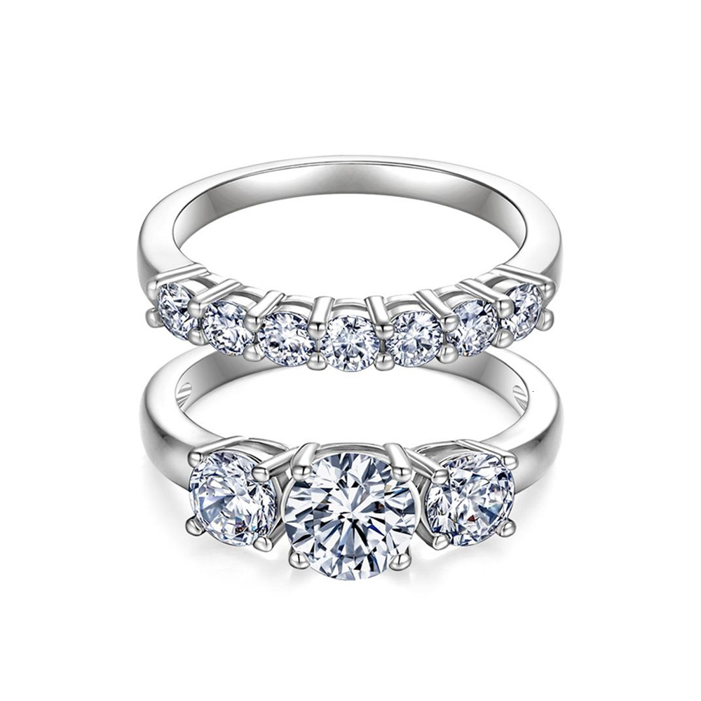 Trendy Diamond Women 5A Zircon Classic Ring Couple Rings Gift For Girlfriend Wedding