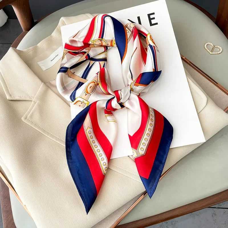 7070cm Design Skinny Silk Square Scarf Wen Chain Print Foard Neckerchief Lady Soft Satin scarf Hijab Bag Ribbon Gift X260328