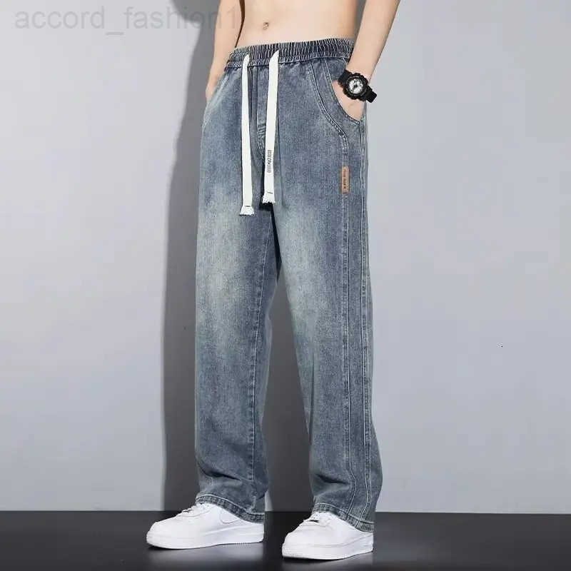 American retro autumn and winter loose straight leg jeans mens trendy brand plus size high street wide leg versatile casual lon H260330