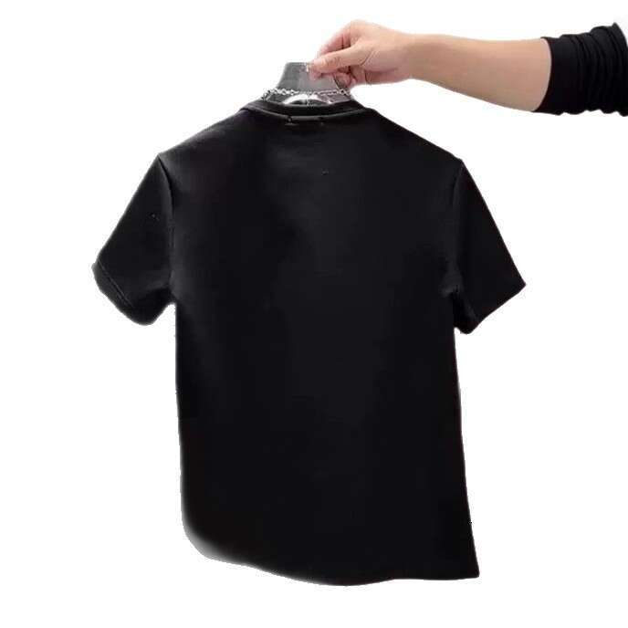 Summer Trend New Men's T-Shirt 2025 Embossed Embroidery Round Neck Internet Celebrity Casual Light Luxury Short Sleeve Top