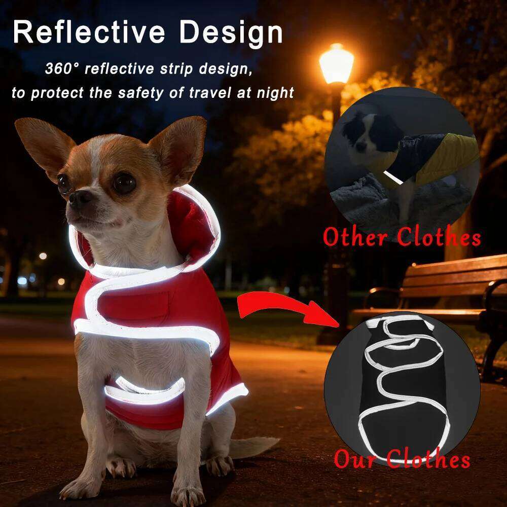 Reversible Clothes For Small Medium Dogs Cats Winter Warm Fleece Dog Jacket Reflective Puppy Clothing Bulldog Pet Costume