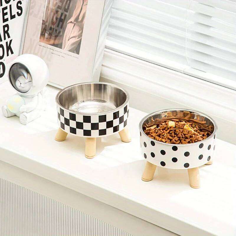 Elevated High Neck Pet Bowl Stand - Ergonomic Cat Dog Food & Water Feeder, Raised Dish for Comfortable Feeding 26W0330