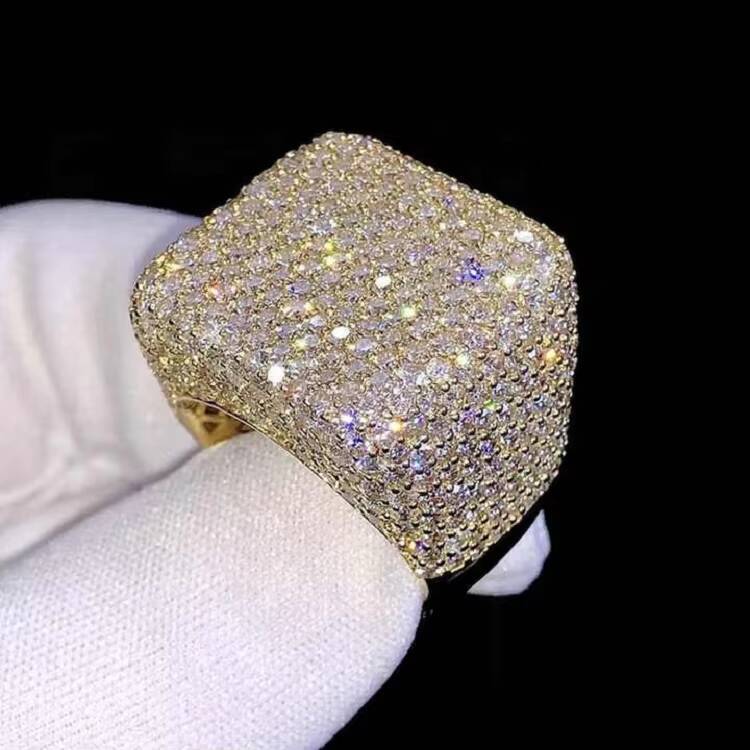 Multiple Choice Hot Sale Custom Iced Out Hip Hop Men Ring Vvs Moissanite 925 Sterling Silver Moissanite Engagement Ring Men