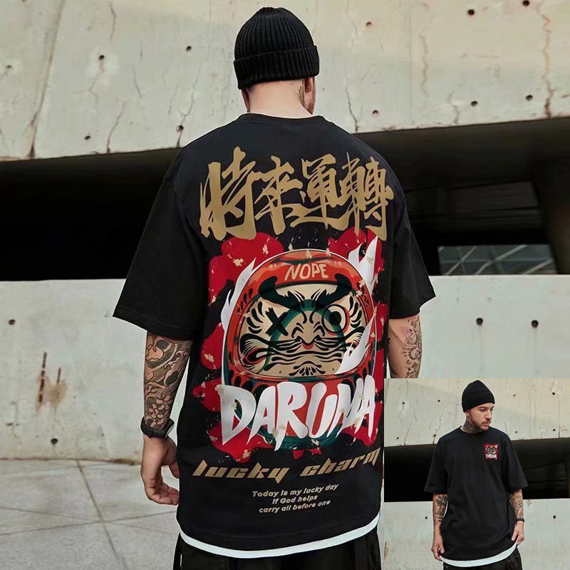 Printed Short-sleeved T-shirt Extra-large Size Men's Fashionable Hip-hop Loose Short Style Designer T-shirt Outdoor Sports Luxurious Fashion