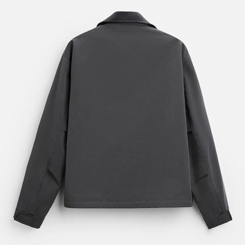 Spring Autumn Mens Patchwork Leather Collar Loose Long Sleeved Jacket Technology Fabric Coat 260327