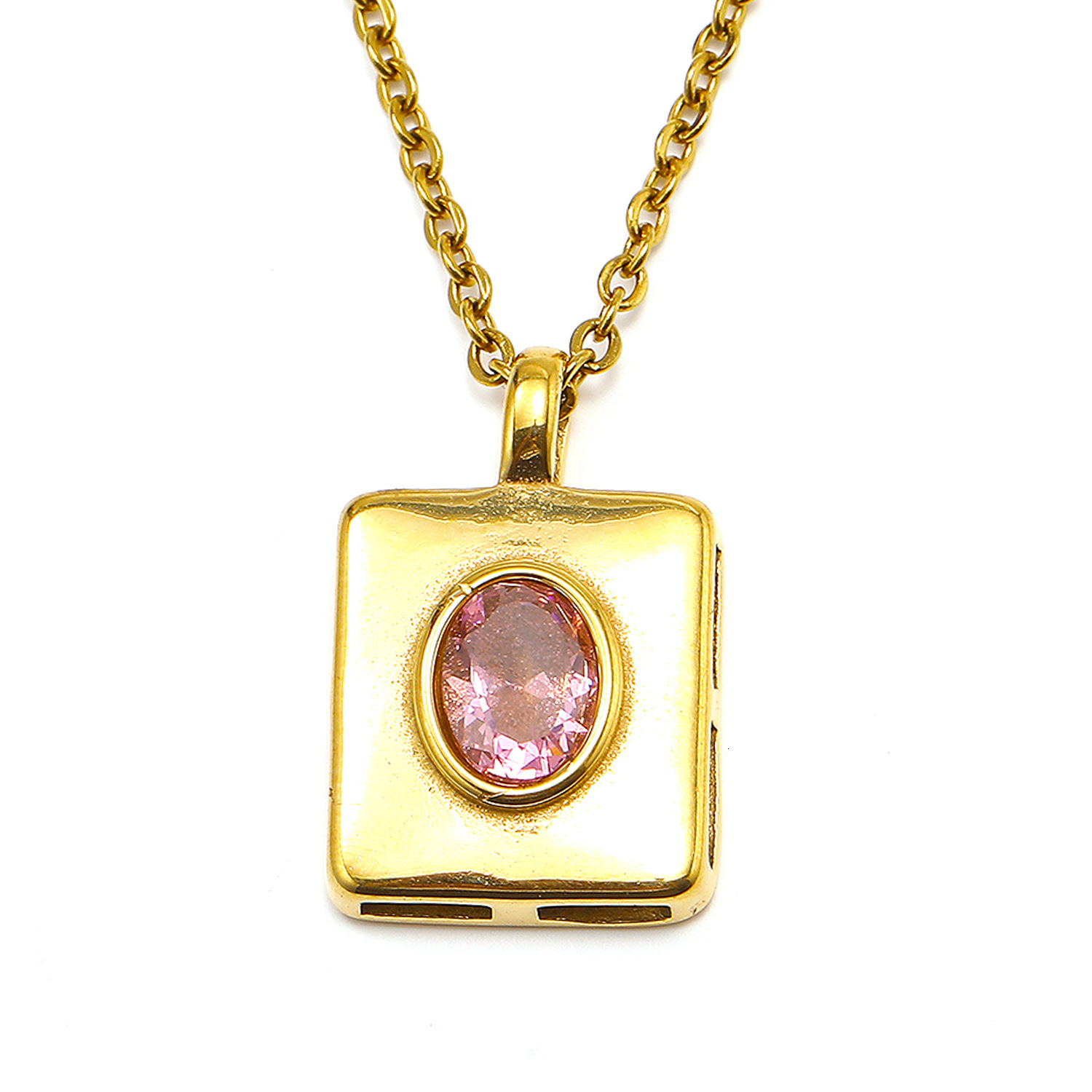Designer luxury French-style -pired vintage oval zircon square pendant necklace for women, niche design, light luxury, elegant collarbone chain