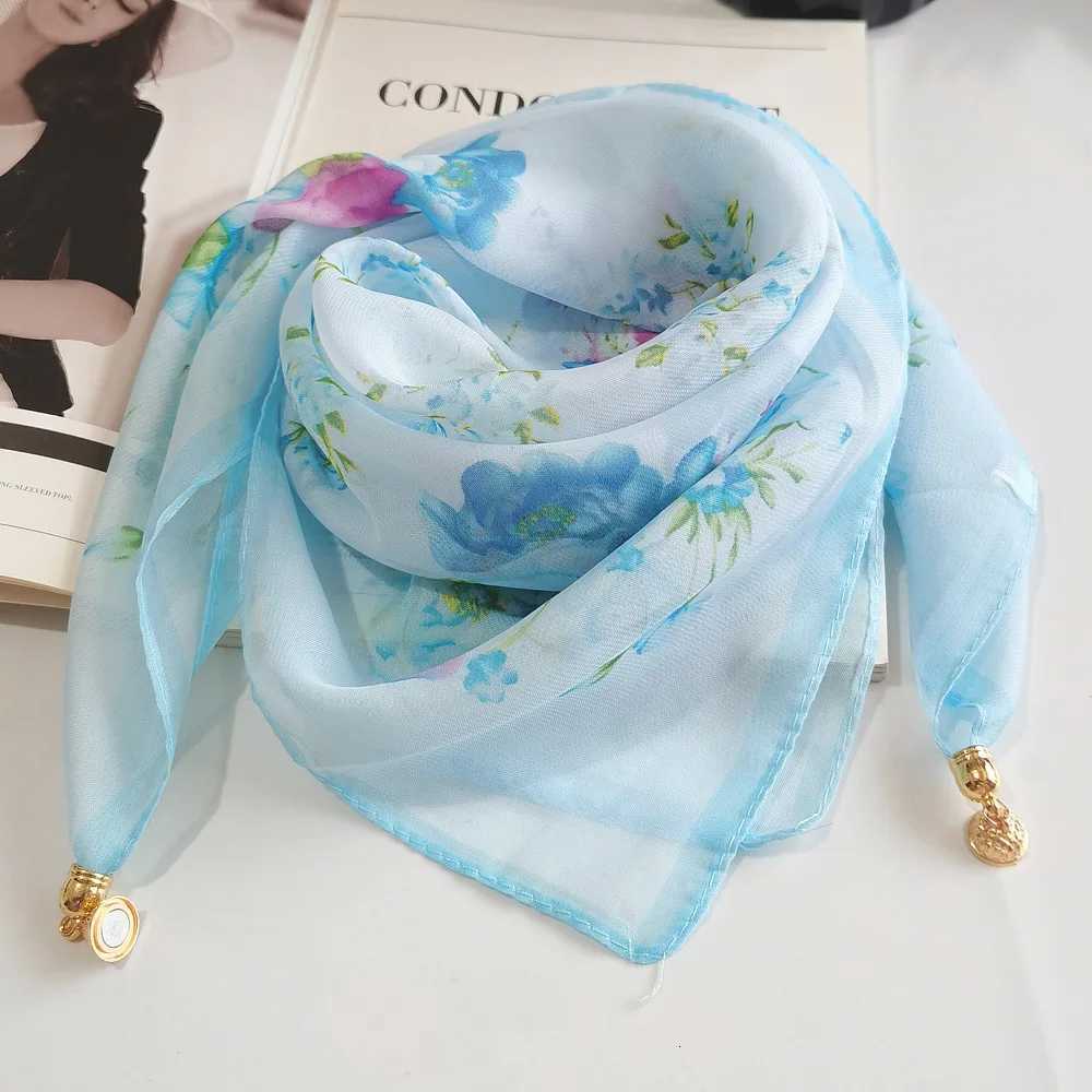 New Fashion Magnetic Buckle Scarf Thin Scarf Decorative Chiffon Square Sunscreen Neck Cover Wens Scarves Party Gift X260328