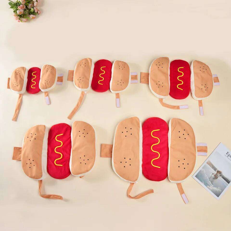Cute Pet Cosplay Costume Halloween Funny Hot Dog Shape Adjustable Puppy Clothes For Small Medium Dogs Cats Chihuahua Bulldog
