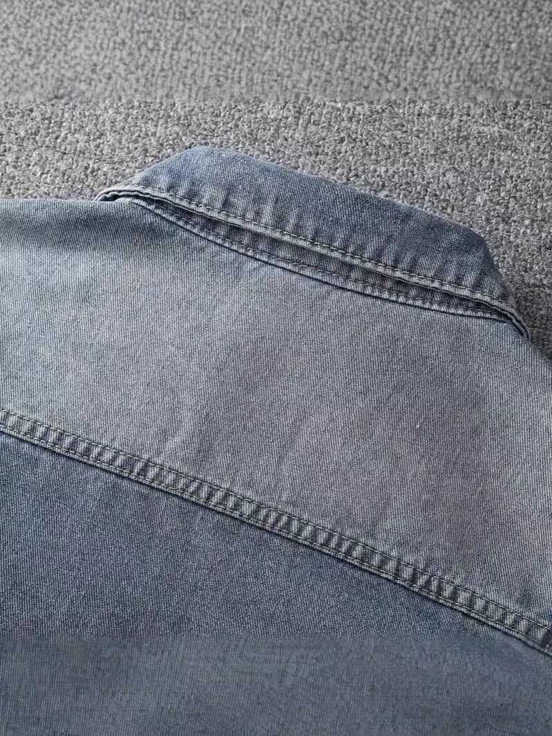 Retro Spring and Autumn New Denim Jacket for Women Short Simple and Casual Model Retro Color Washed Texture Top Denim JacketT260328