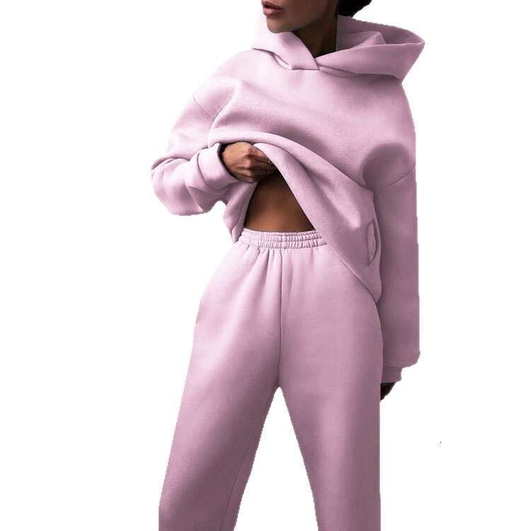 2026 Spring New Collection: Cross-Border European and American Foreign Trade Women's Clothing, Fashionable Casual Sporty Solid Color Hooded Sweat