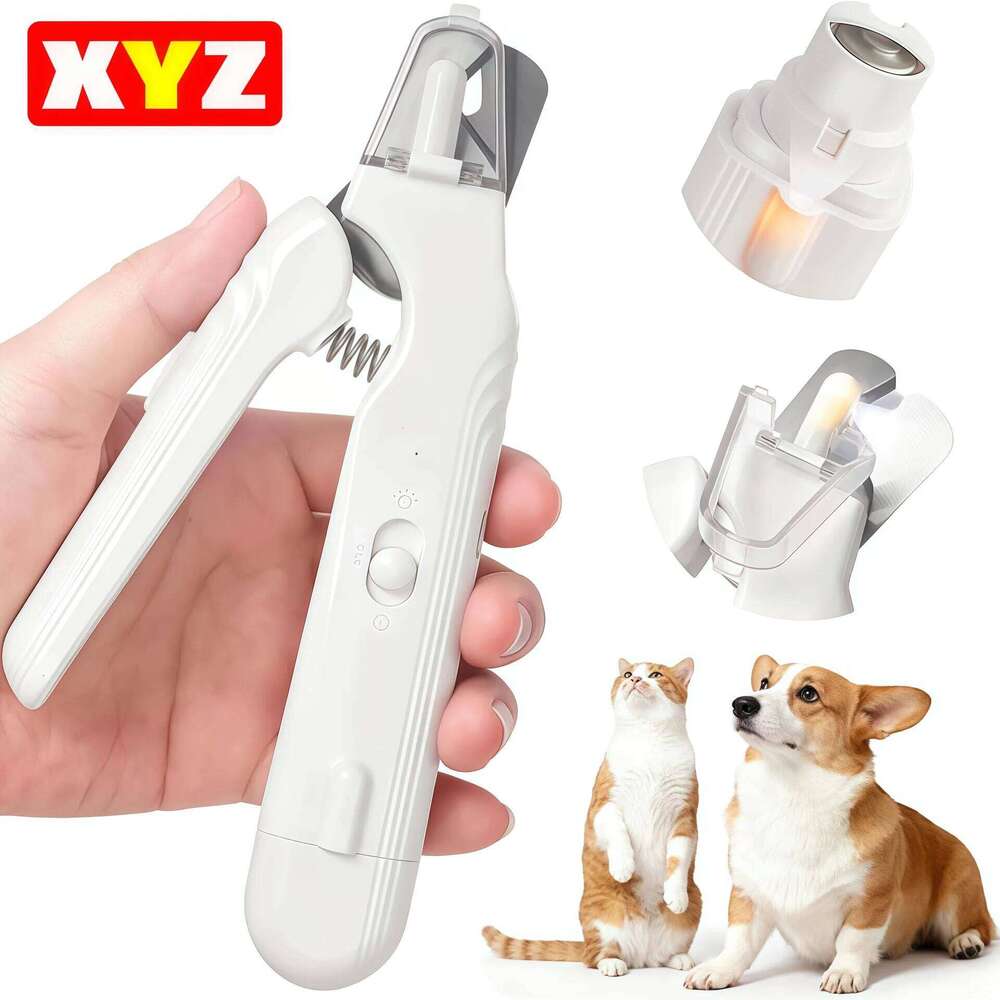 in 1 Clippers Dog Grinder for Dogs Cats Claw Trimmer with 2 LED Lights Quiet Splash Guard Pet Nail Grooming Tool