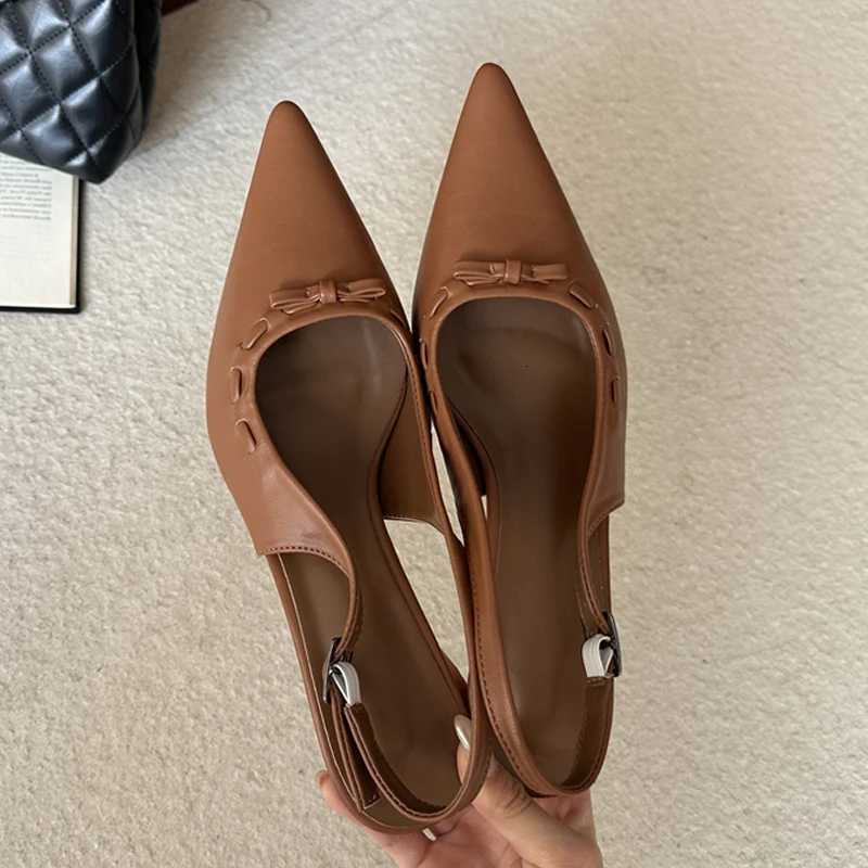 Eilyken New Fashion Butterfly-knot Buckle Strap Woman Pumps Elegant Slingbacks Thin Low Heels Wedding Party Shoes Z260330