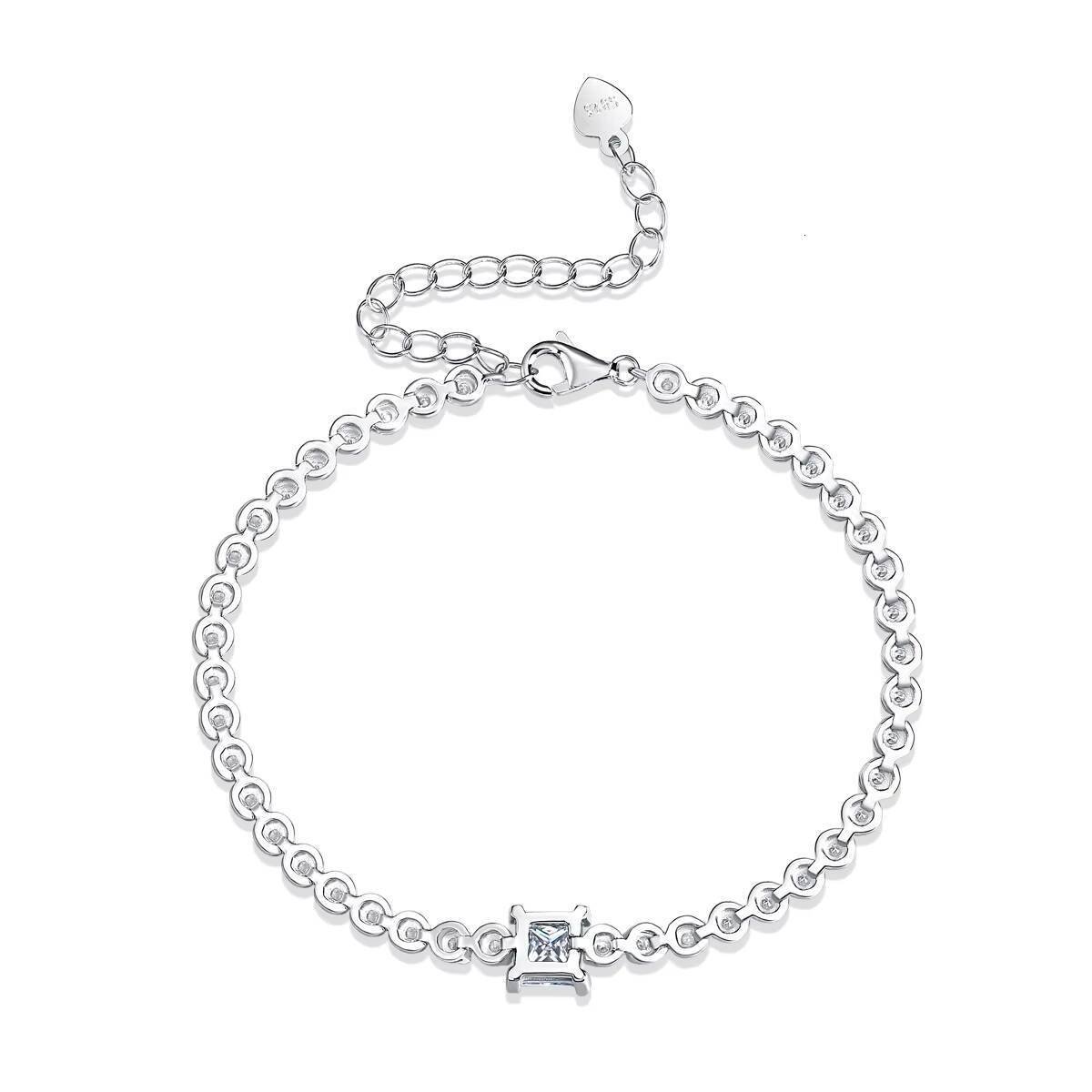 Wholesale Trendy Luxury Jewelry Moissanite Diamond Chain Tennis Bracelet 925 Sterling Silver Fine Jewelry Bracelets