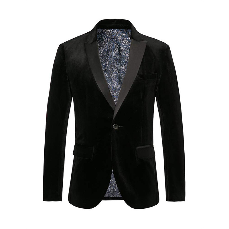 New Mens Suede Blazer Slim Fit Single Button Fashion Wedding Prom Evening Suit Mens Suit