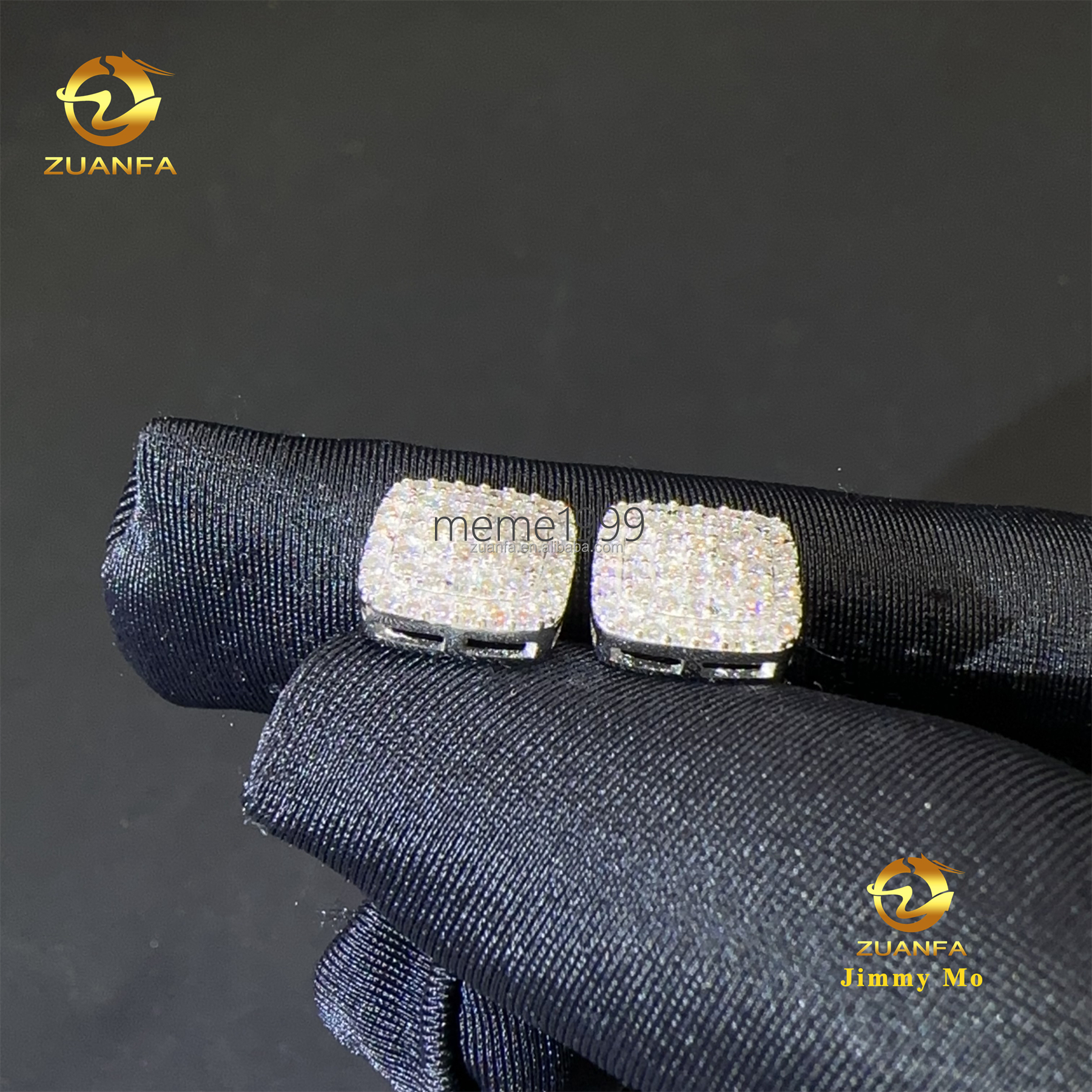 Drop Shipping Popular Pass Diamond Tester Unisex Iced Out Hip Hop 925 Sterling Silver Vvs1 Moissanite Diamond Stud Earrings Men