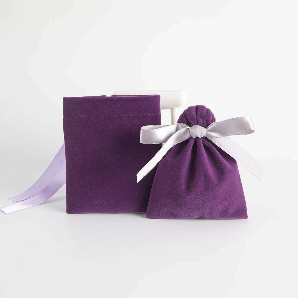 10Pcs Bulk Purple New Jewelry Gift Candy Display Packing Storage Bags For Wedding Travel Drawstring Dust Velvet Ribbon Pouches