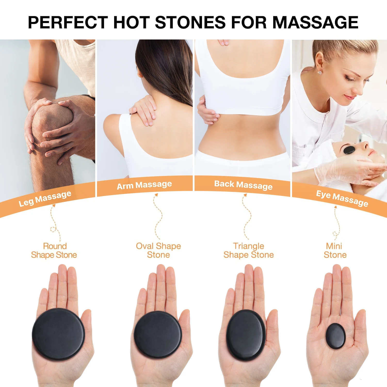 STONE MASSAGE SET - Professional Spa Massage Tools - For Neck Back Abdomen Legs Full Body Massage 260316