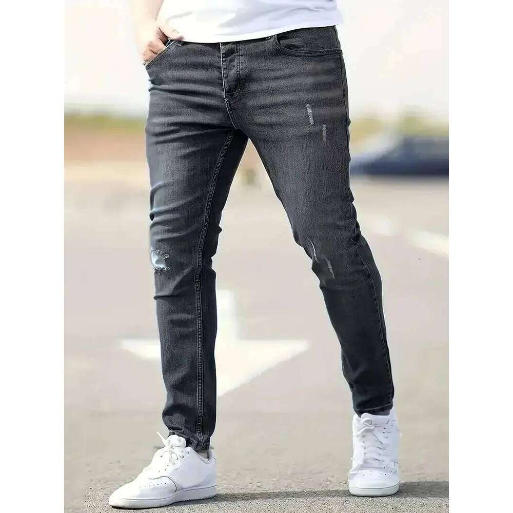 Men's Jeans Stretch Slim Fit Trousers Streetwear Classical Casual Pants Skinny Zipper Denim Designer Clothes Black Blue 26Y0330