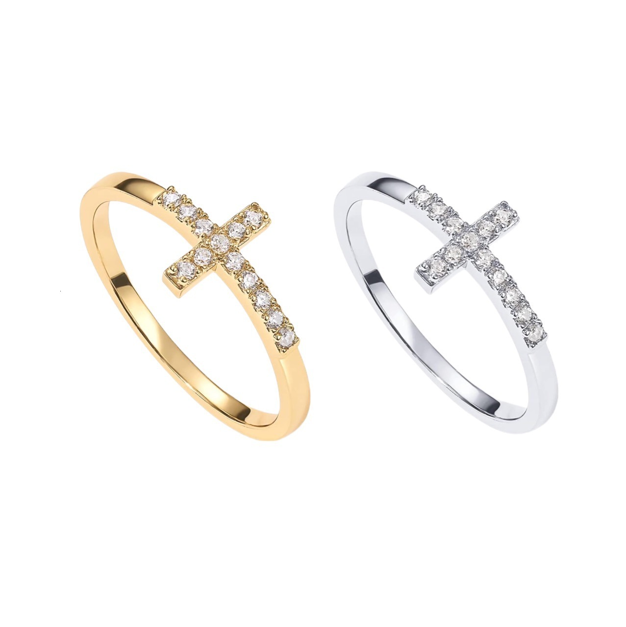 Copper Gold Plated Cross For Women Niche Personality Minimalist Fashion Versatile Ring