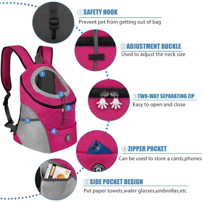 Double Shoulder Portable Travel Backpack Outdoor Pet Dog Bag Pet Dog Front Bag Mesh Backpack 260316