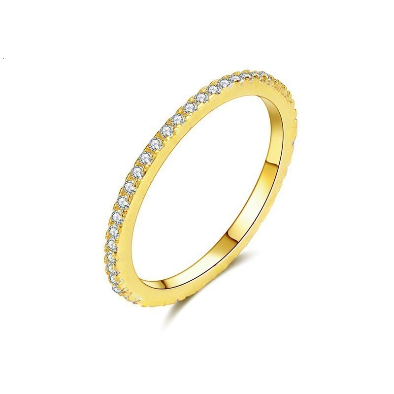 European And American Fashion Simple Full Diamond S925 14K Real Gold Personalized Couple Ring