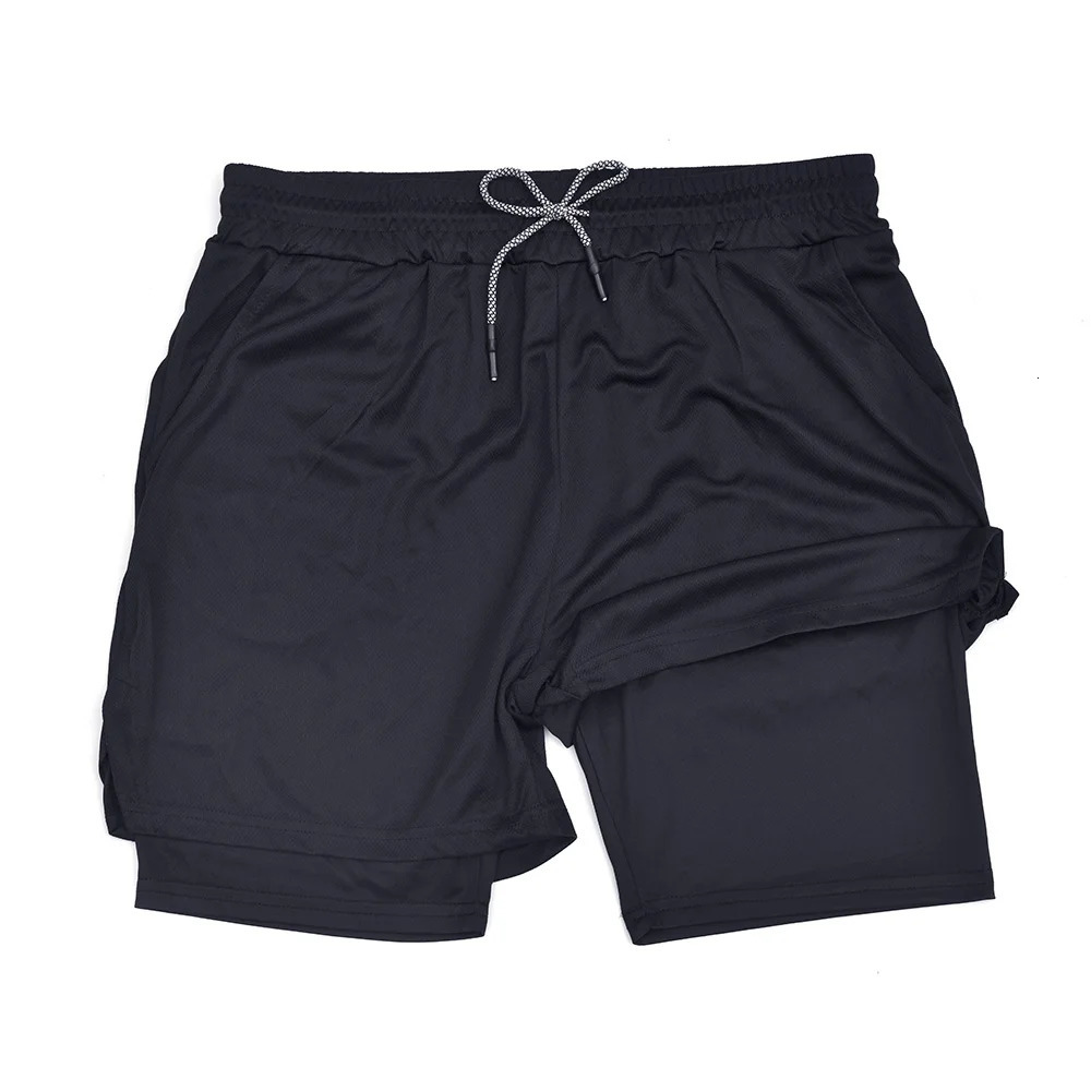 Mens Double Layer Fitness Shorts Men Fitness Gym Training 2 in 1 Sports Shorts Quick Dry Workout Jogging Double Deck Summer 260327
