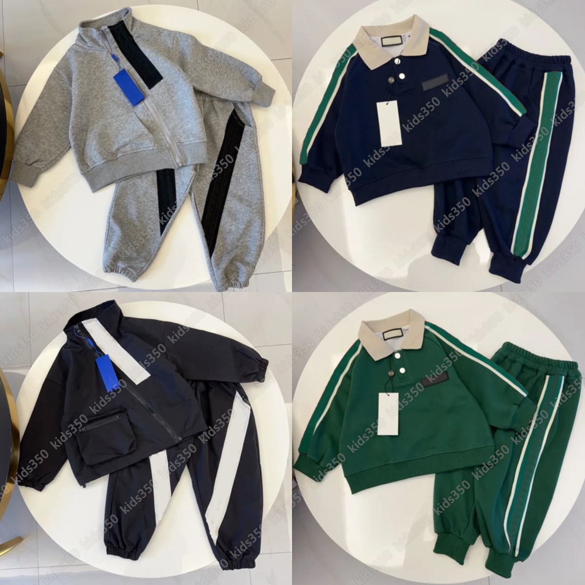 designer Kids hoodie sets Clothes Toddlers baby sweatshirt black grey green Boys Girls Cotton Clothing Sets Baby Kids Clothes